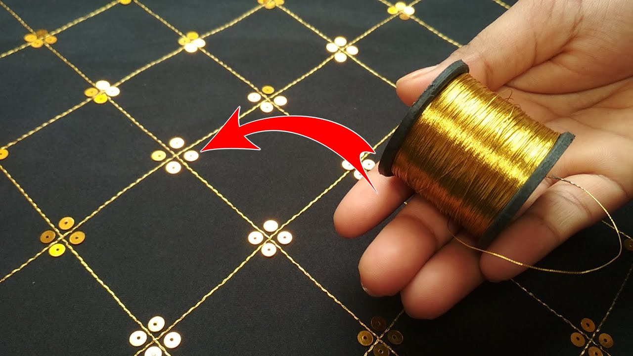 Normal machine embroidery work | जरी थ्रेड और सितारों से बनाएं कुर्ती में खूबसूरत डिजाईन |BR fashion