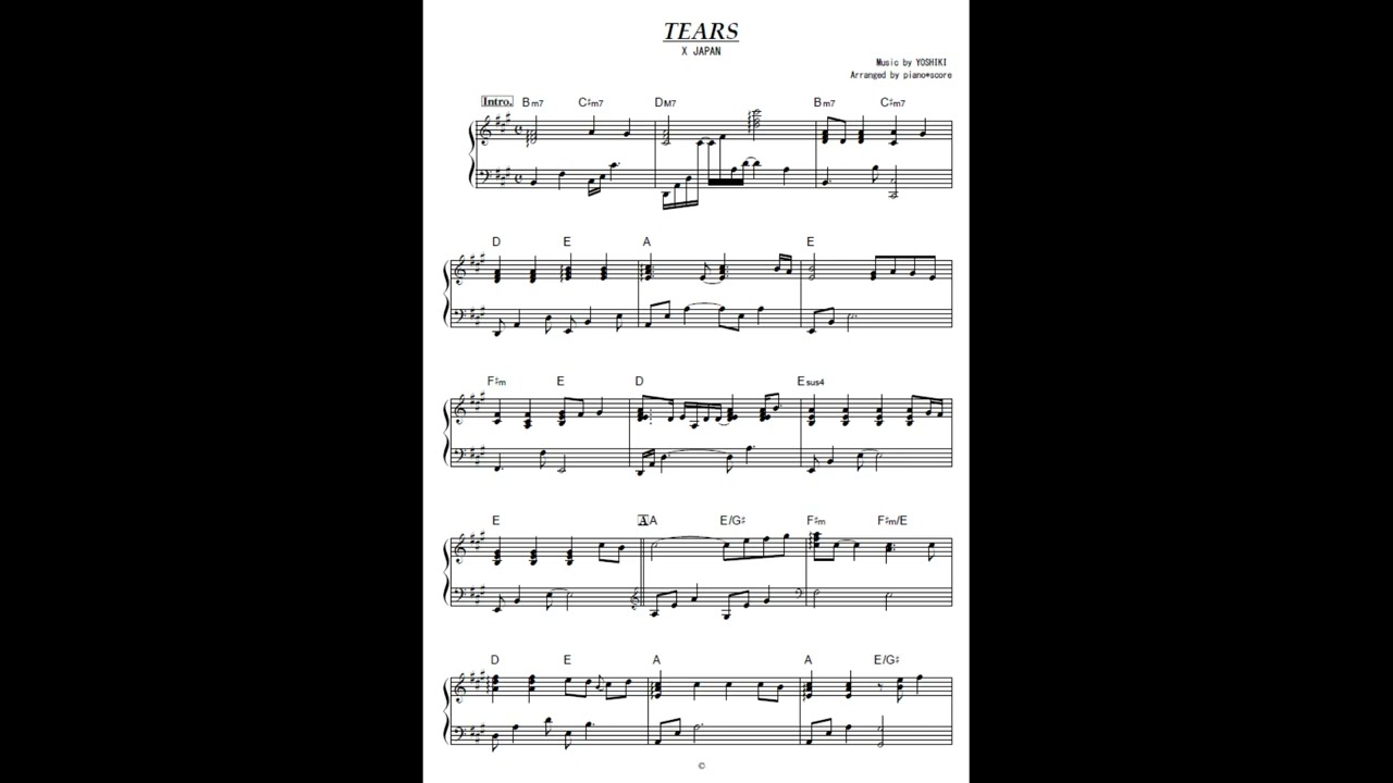 TEARS / X JAPAN  ピアノソロ譜