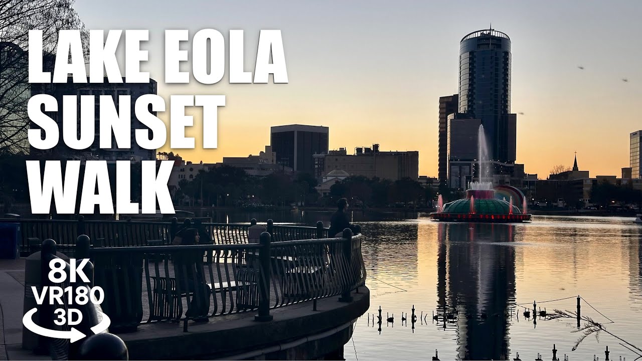 Lake Eola Sunset Walk Downtown Orlando VR180 3D | City Skyline, Swan Boats, Florida | VR视频 3D動画 VR旅行