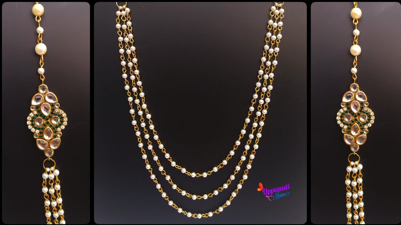 How To Make Beautiful Pearl Necklace At Home | DIY | Bridal Necklace | Jewelry Design | uppunutihome