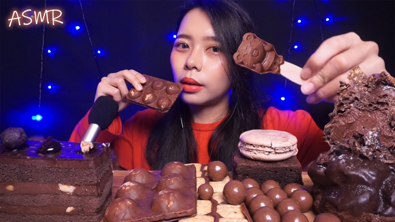 ASMR CHOCOLATE (Cake, Macaron, Cream Puff, Brownie, Chocolate Snacks) 🍫 | Ear-to-Ear Eating Sounds