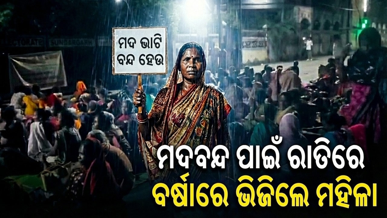 ମଦ ବନ୍ଦ ପାଇଁ ରାତିରେ ବର୍ଷାରେ ଭିଜିଲେ ମହିଳା