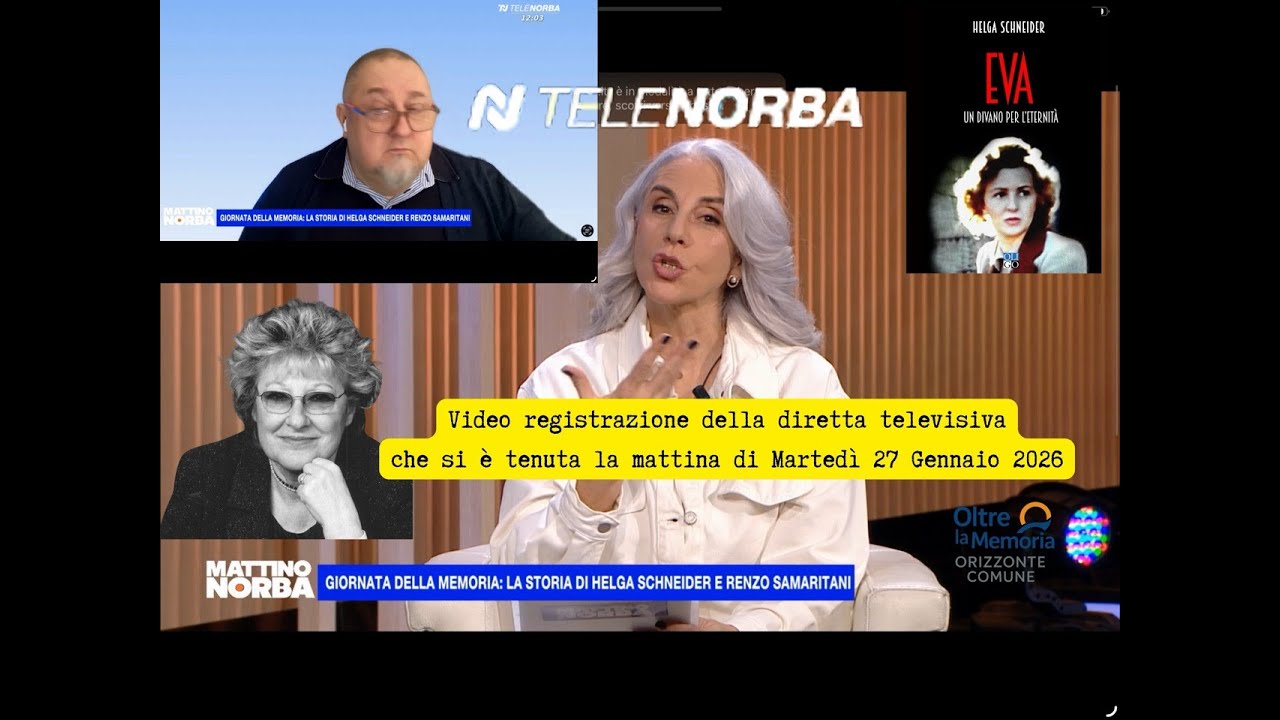 27/1/26 Renzo Samaritani e Helga Schneider in diretta su TeleNorba per Giornata della Memoria