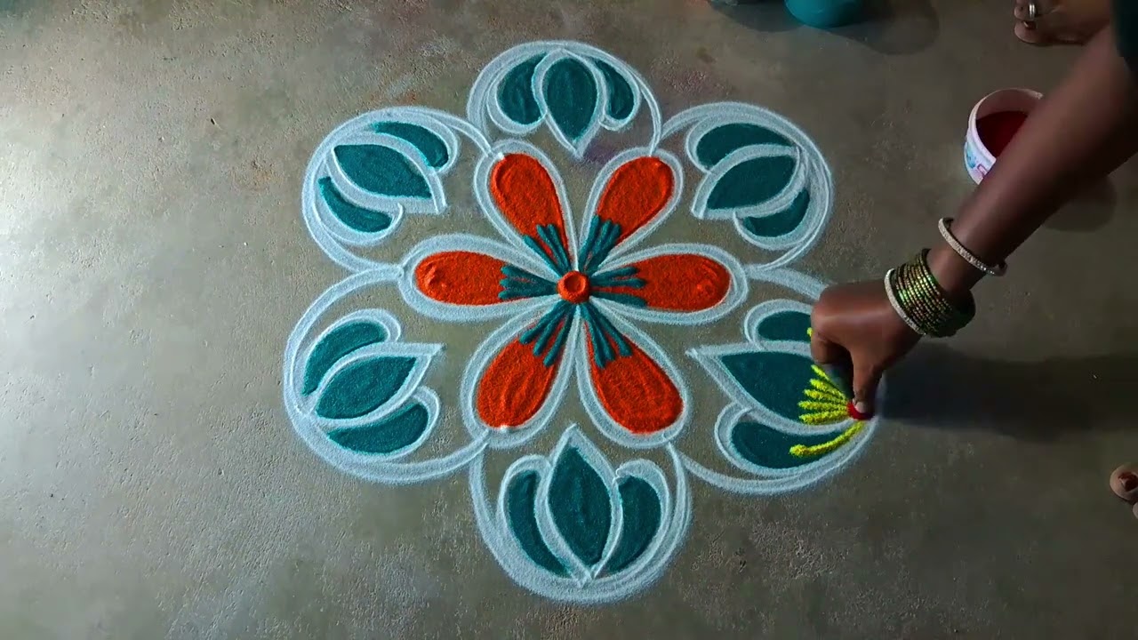 Vaigasi madham simplerangolikolam3*2 easy method kolam/flowers kolam/pandagamuggulu@kanishcreatives