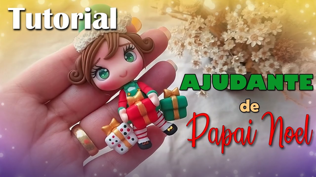 Aplique em Biscuit Ajudante de Papai Noel - Maratona das Parceiras com a Equipe Faby Rodrigues