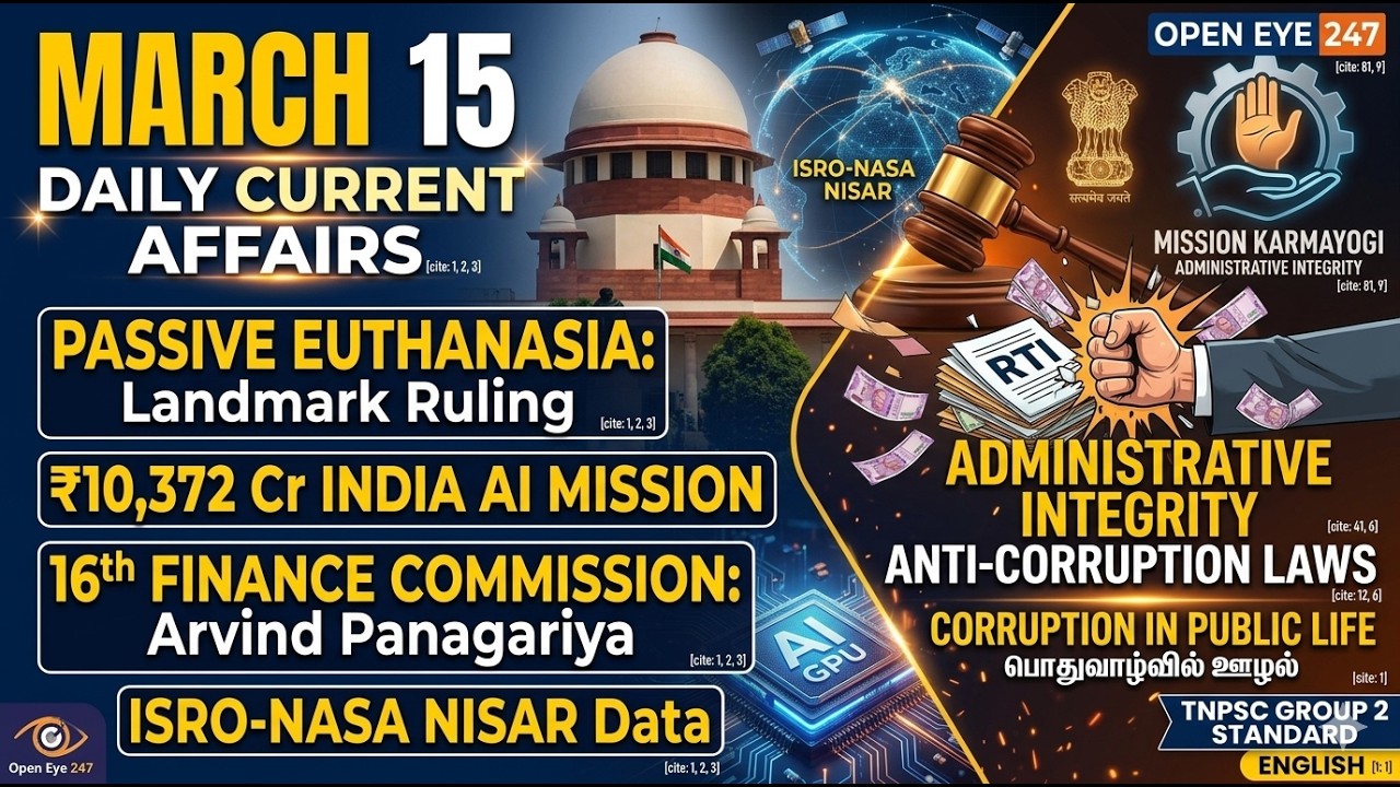 Current Affairs Today | 15 March 2026 | Daily Updates for UPSC, SSC & TNPSC | OpenEye 247| by Jothi
