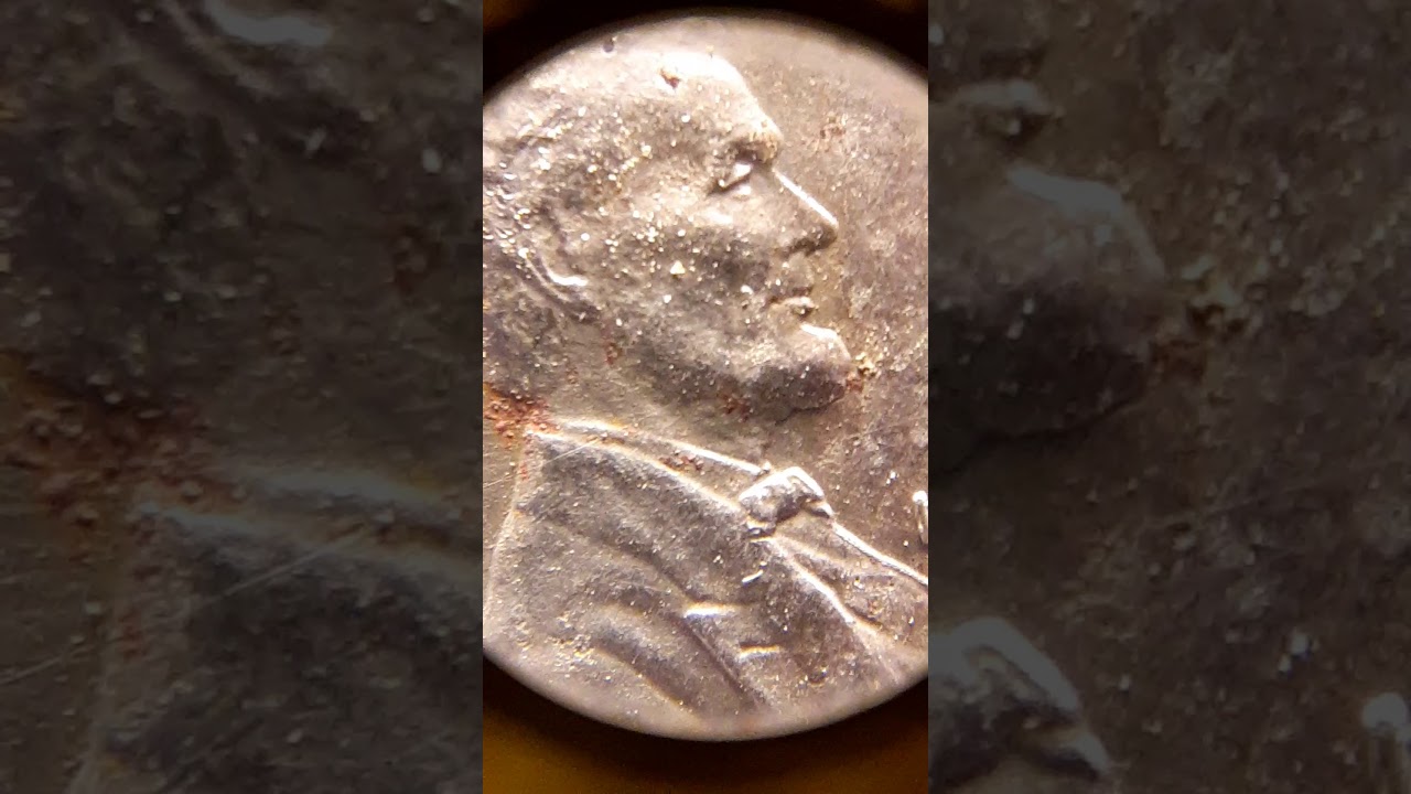 1943 D steel penny Double die adverse or die clash error.