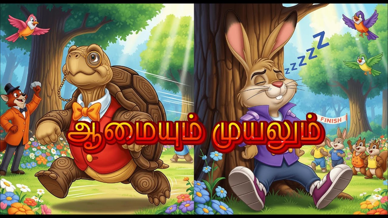 ஆமையும் முயலும் | சிறுவர் கதை | The Tortoise and the Hare Tamil Kids Story with Animation