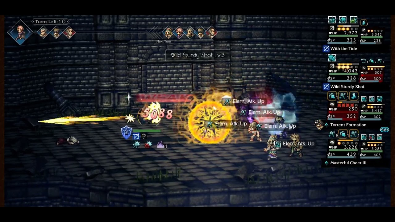 Octopath COTC F2P Defeating Master Tower Floor 9 (AD100 + GP100) without a healer with Fiore EX