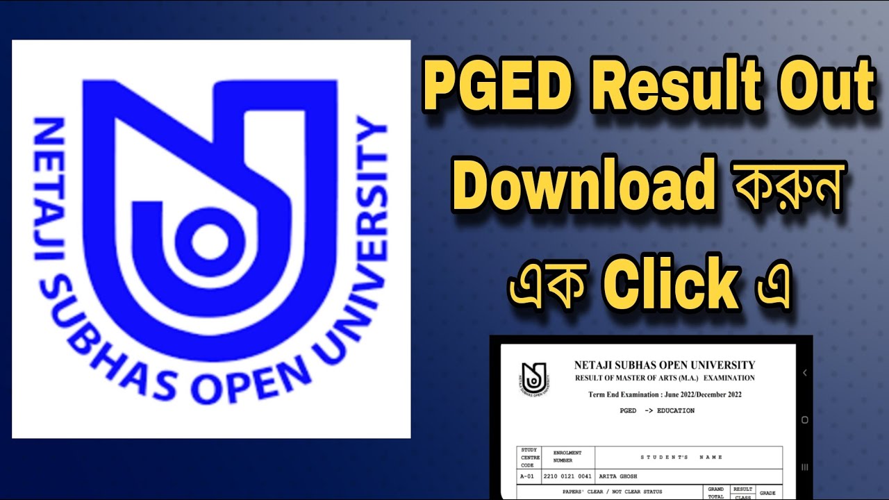 Netaji Subhash Open University PGED 2022 Result out. NSOU Result of Master Of Arts Education. #NSOU