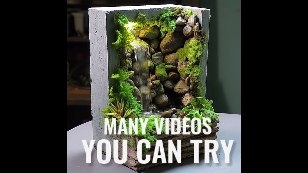 DIY mini indoor waterfall designs, step by step guide to build your own miniature cool design #diy