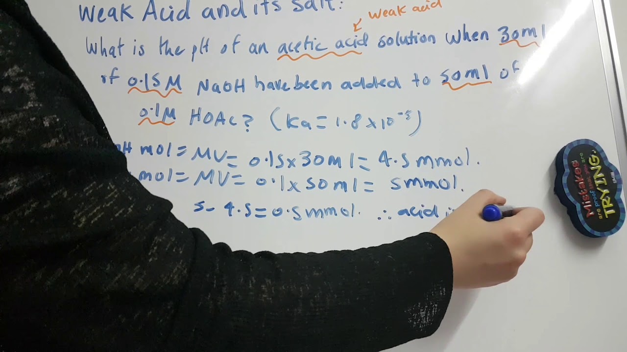 هندسة كيمياوي مرحلة اولى كيمياء تحليلية pH حامض ضعيف وملحه
