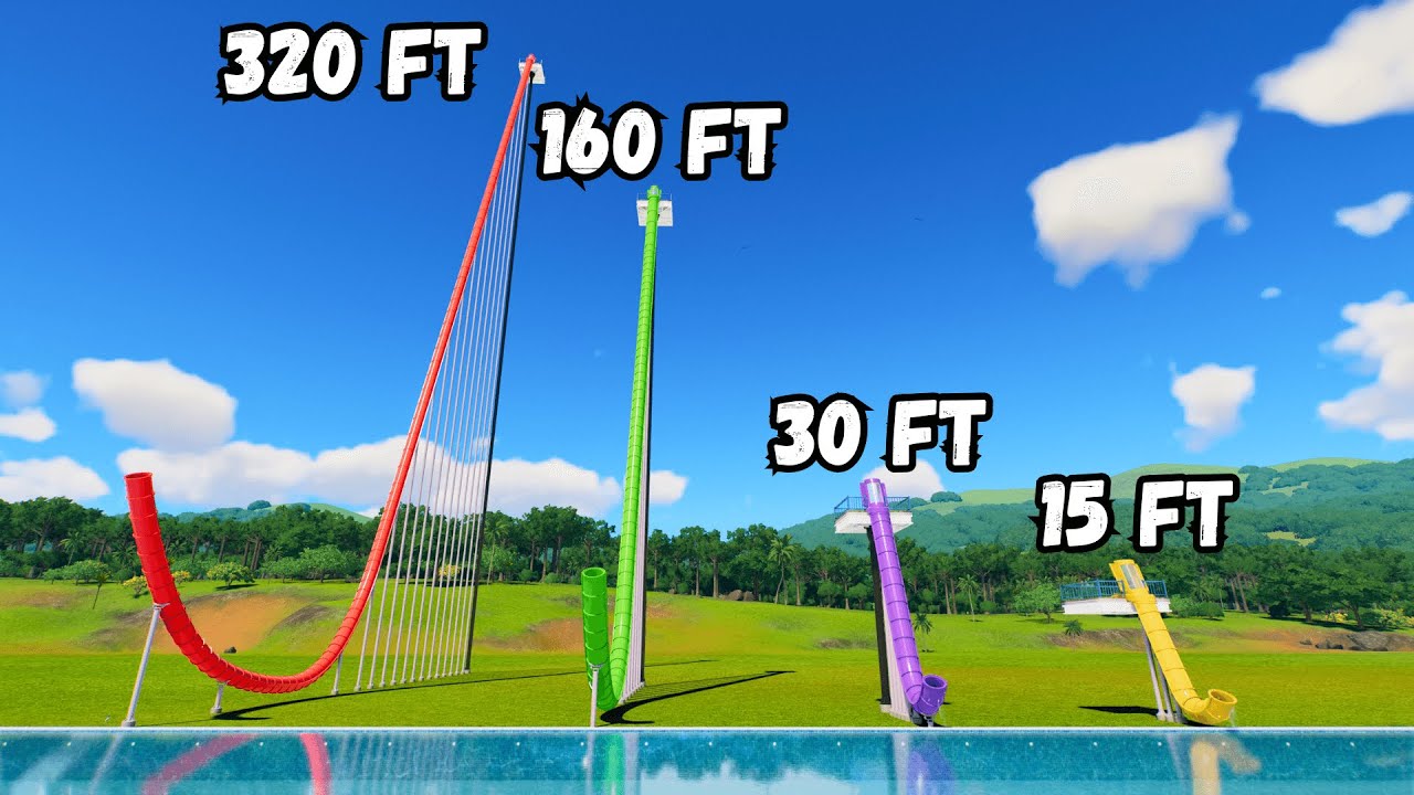 15 vs 320 FT Trap Door Water Slides &ndash; Planet Coaster 2