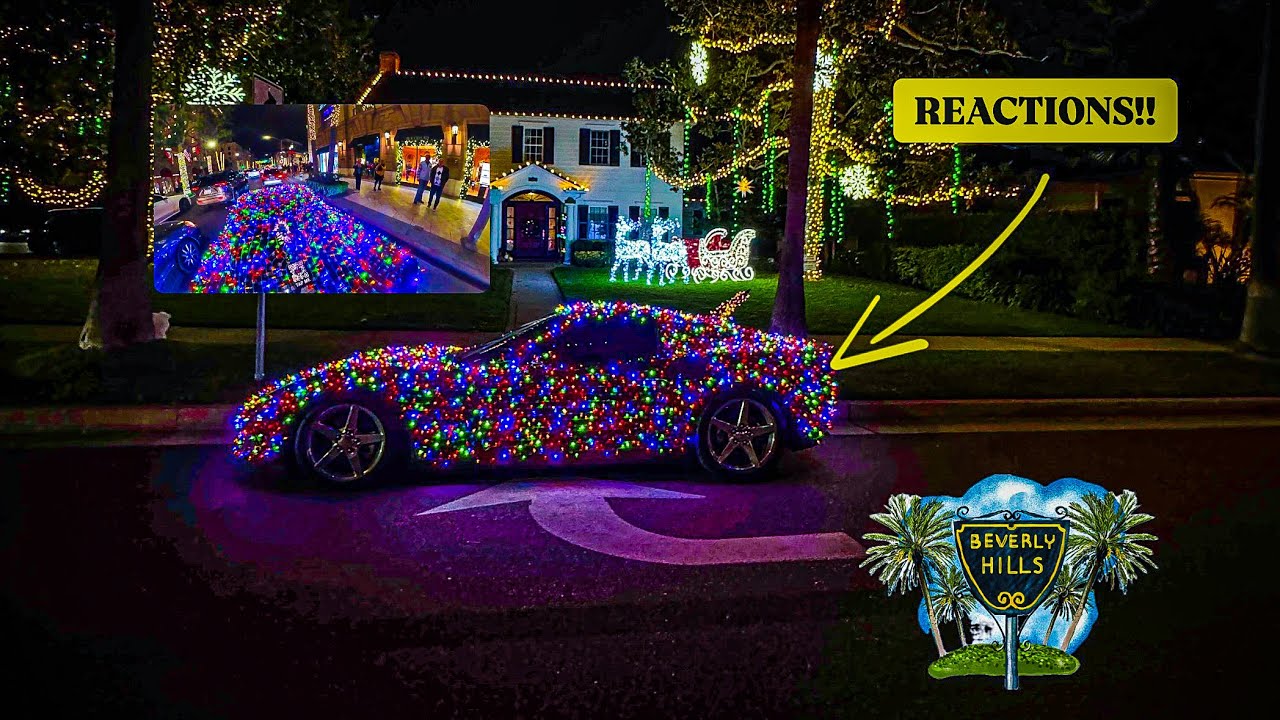 BEVERLY HILLS REACTIONS to my CORVETTE COVERED IN CHRISTMAS LIGHTS!!!