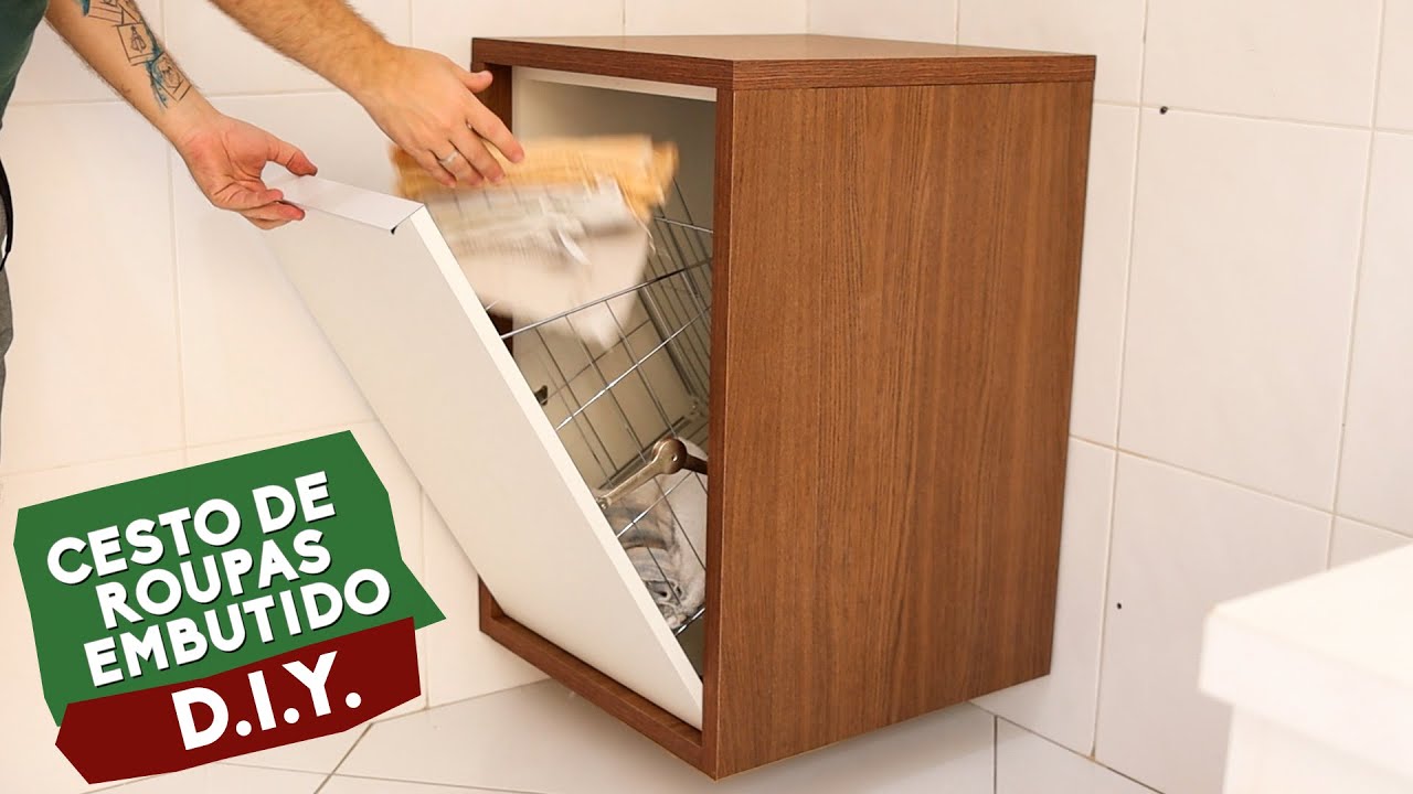 DIY - Cesto de roupas embutido - Tulha de roupas