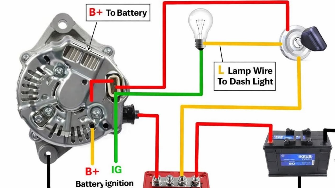 toyota prado 3 pin alternator wiring diagram | how to connection toyota alternator 