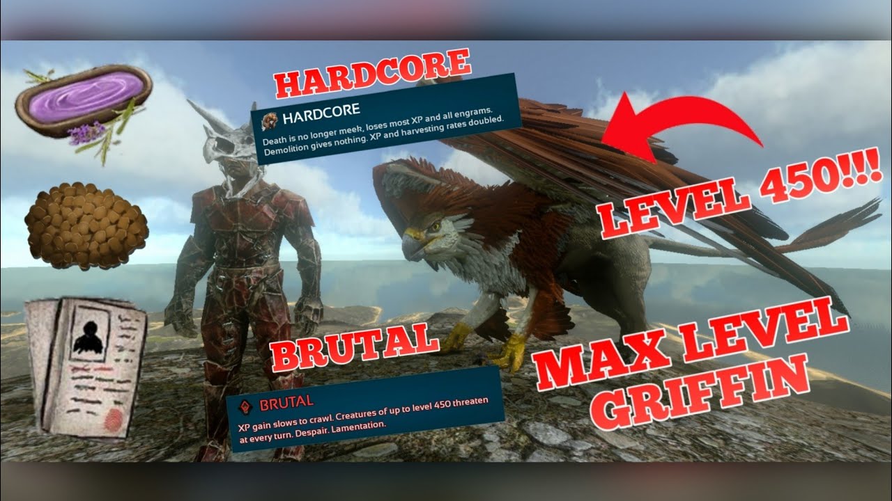 Taming A Max Level 450 Griffin In Brutal Hardcore | Ark Mobile
