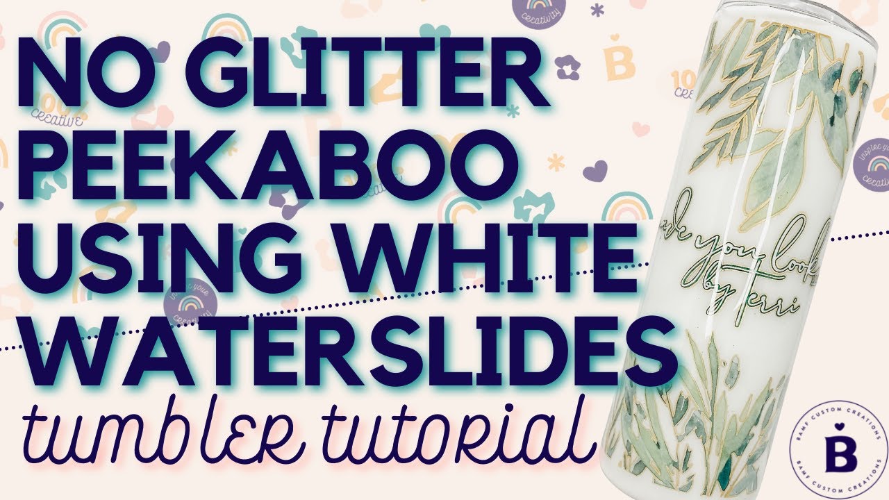 No Glitter Leaf Peekaboo using White Waterslide and a Gold Metallic Offset Epoxy Tumbler