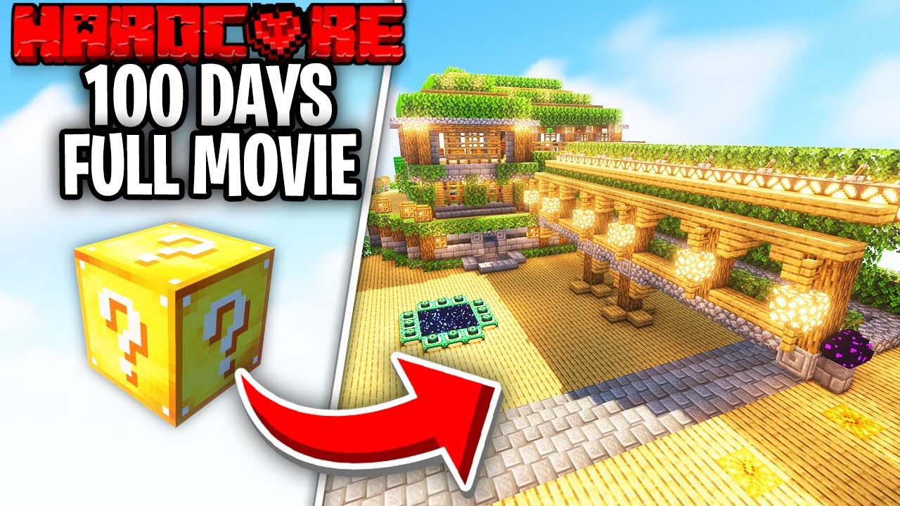 I Survived 100 Days on One Block Lucky Block in Minecraft Hardcore! [FULL MOVIE]