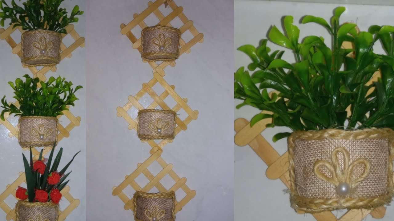Diy/ vaso de parede com palito de picole e juta😍