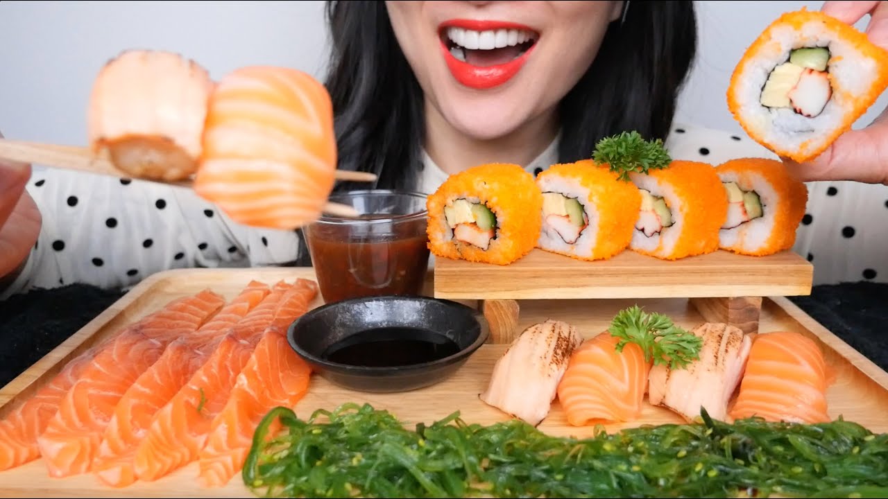 SASHIMI SUSHI PLATTER (ASMR EATING SOUNDS) NO TALKING | SAS-ASMR