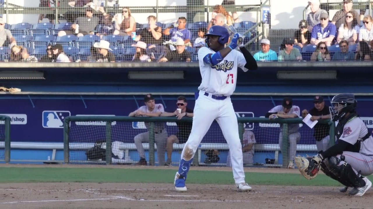 Josue De Paula With A Base Hit To Drive In Kendall George #DodgersProspects
