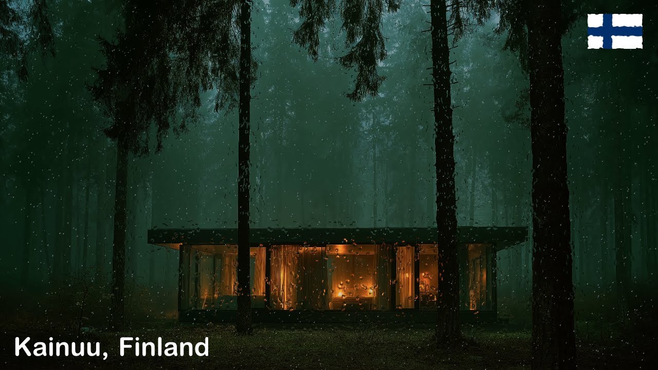 🌧️ Gentle Rain Sounds & Distant Thunder — Cozy Forest Cabin Night Ambience