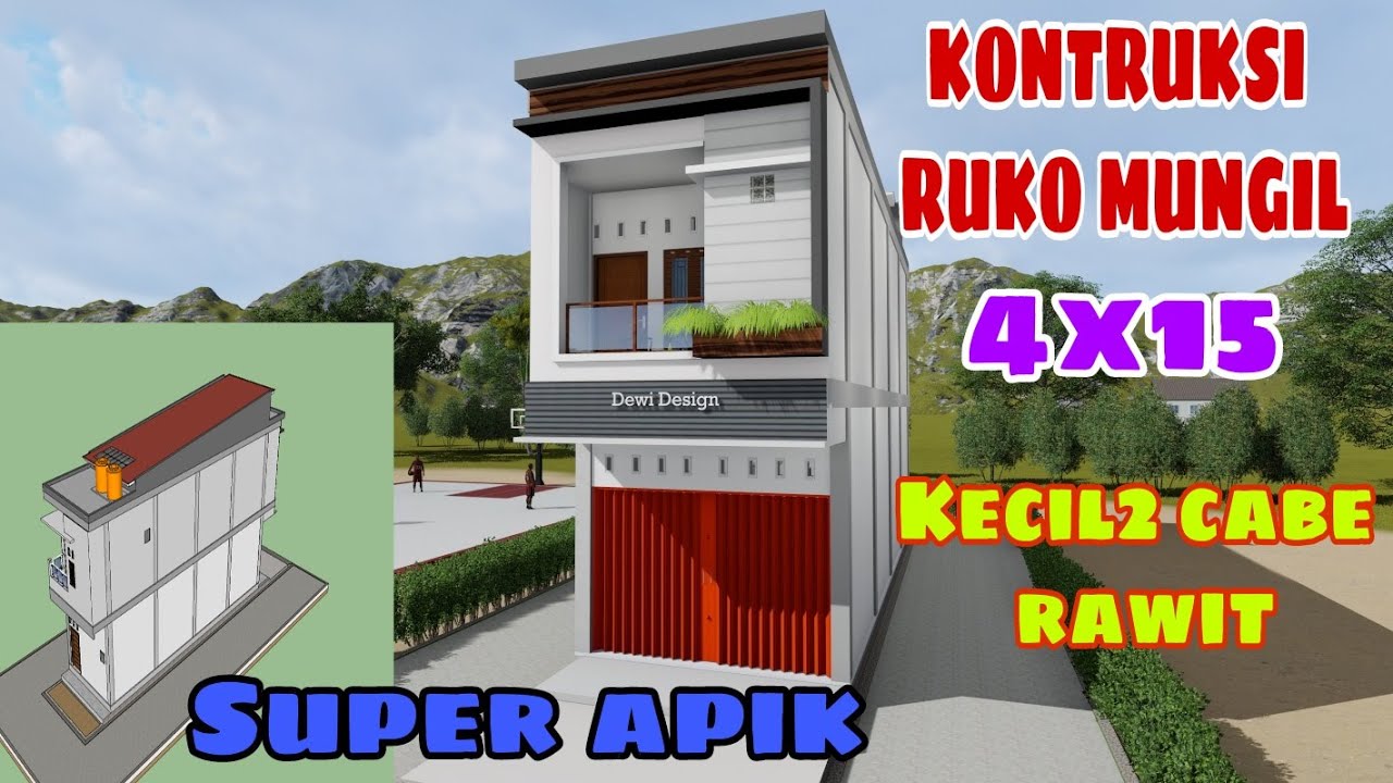 Desain Konstruksi ruko mungil 4x15 2 lantai, Cantik banget