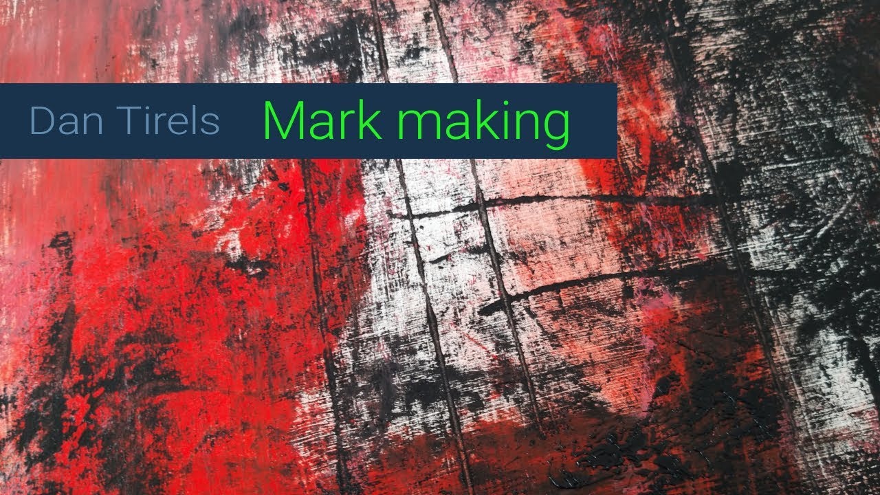 Abstract mark making exploration with oil paint on canvas