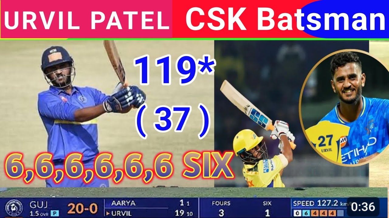 Urvil Patel Century 119 Runs Form 37 Balls || Mushtaq Ali Trophy 2025 || CSK Batsman