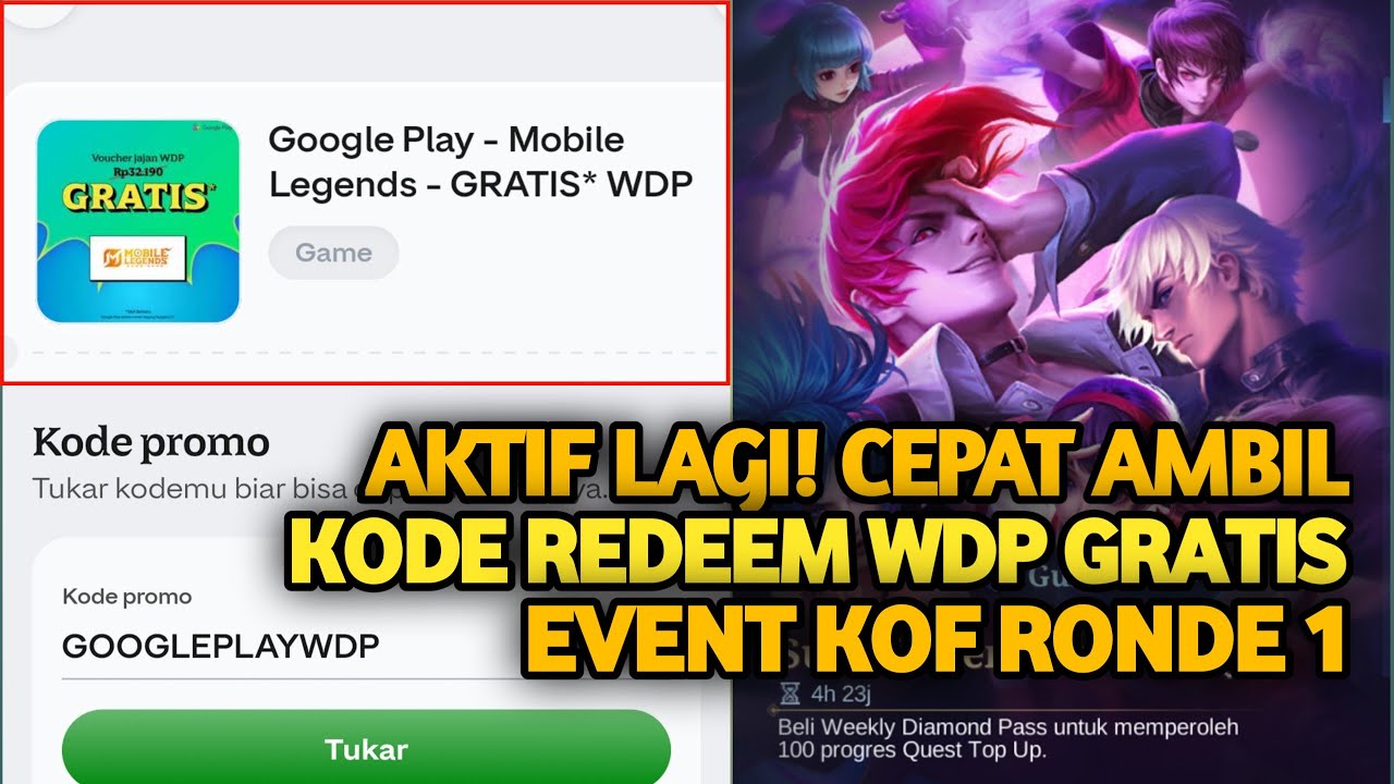 AKTIF LAGI! CEPAT AMBIL KODE REDEEM WDP GRATIS EVENT GOOGLE PLAY GOPAY SPESIAL MLBB X KOF 2026