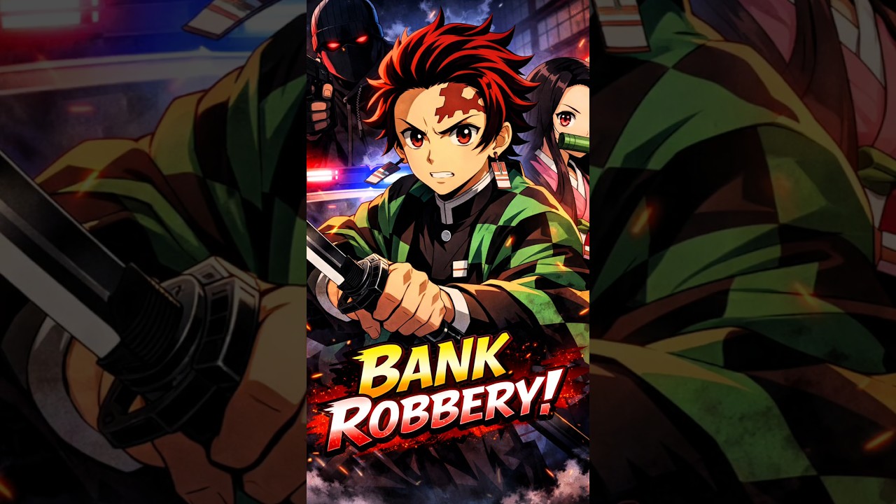 Anime Bank Robbery 😱 | Tanjiro Saves the City #animecrimefunnyvideo #trend #virals #newvideo #anime