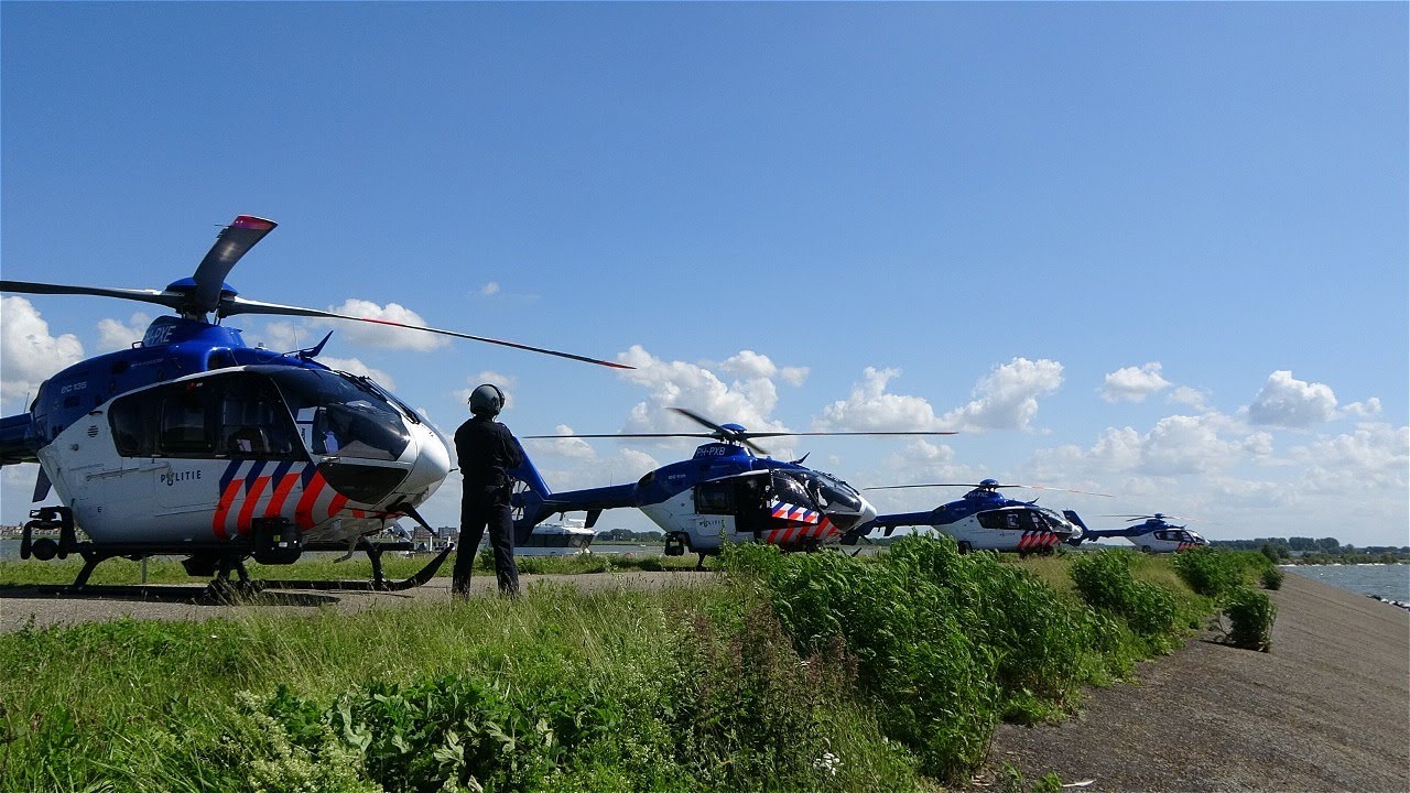 [Uniek] | Drie Politie helikopters landen op de Markerstrekdam in Lelystad #Zulu #politie