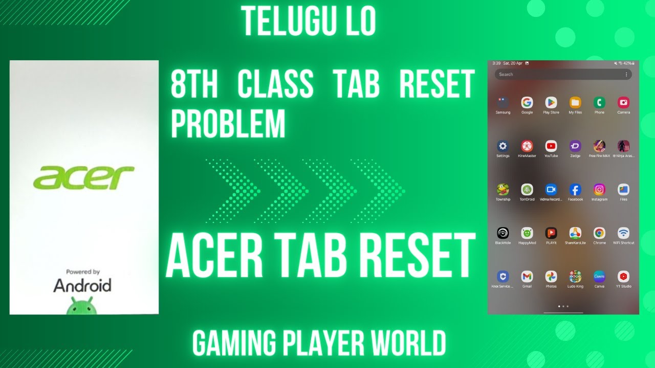 9th class acer tab hard reset problem telugu | Jagananna tab factory reset | gaming player world