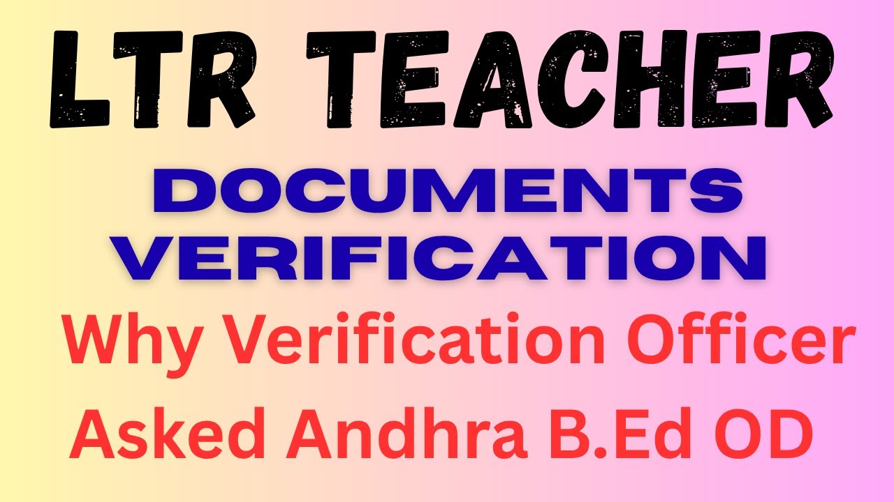 Andhra B.Ed OD Certificate | During DV | Important