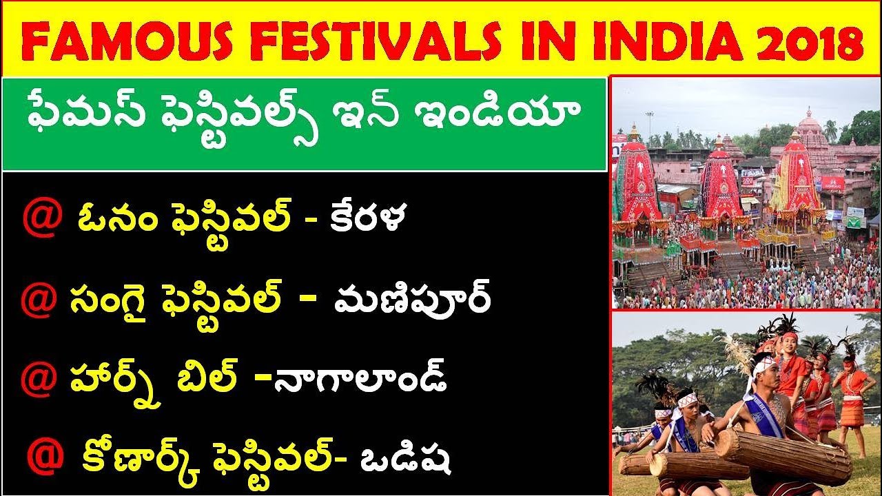 Famous Festivals In India 2018 In Telugu | Current affairs in telugu