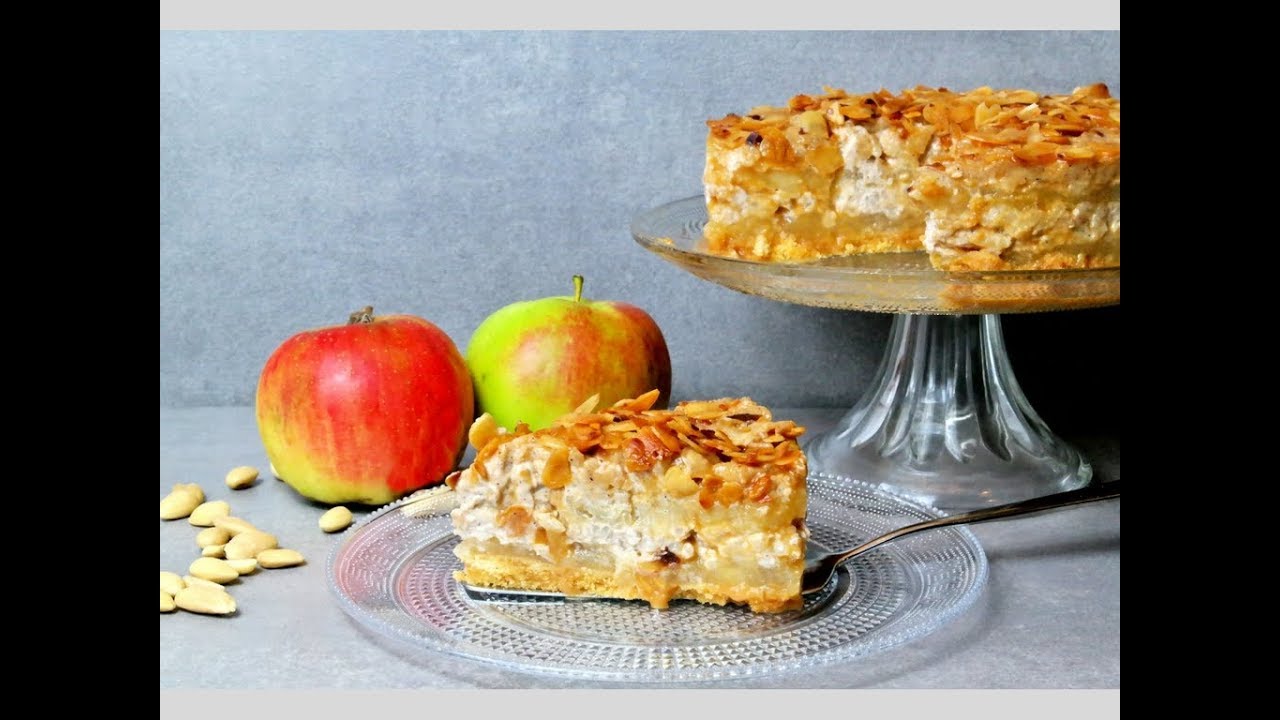 Sahnige Milchreis-Torte mit Apfelmus, Karamell und Mandeln I No Bake Herbsttorte I Reishunger