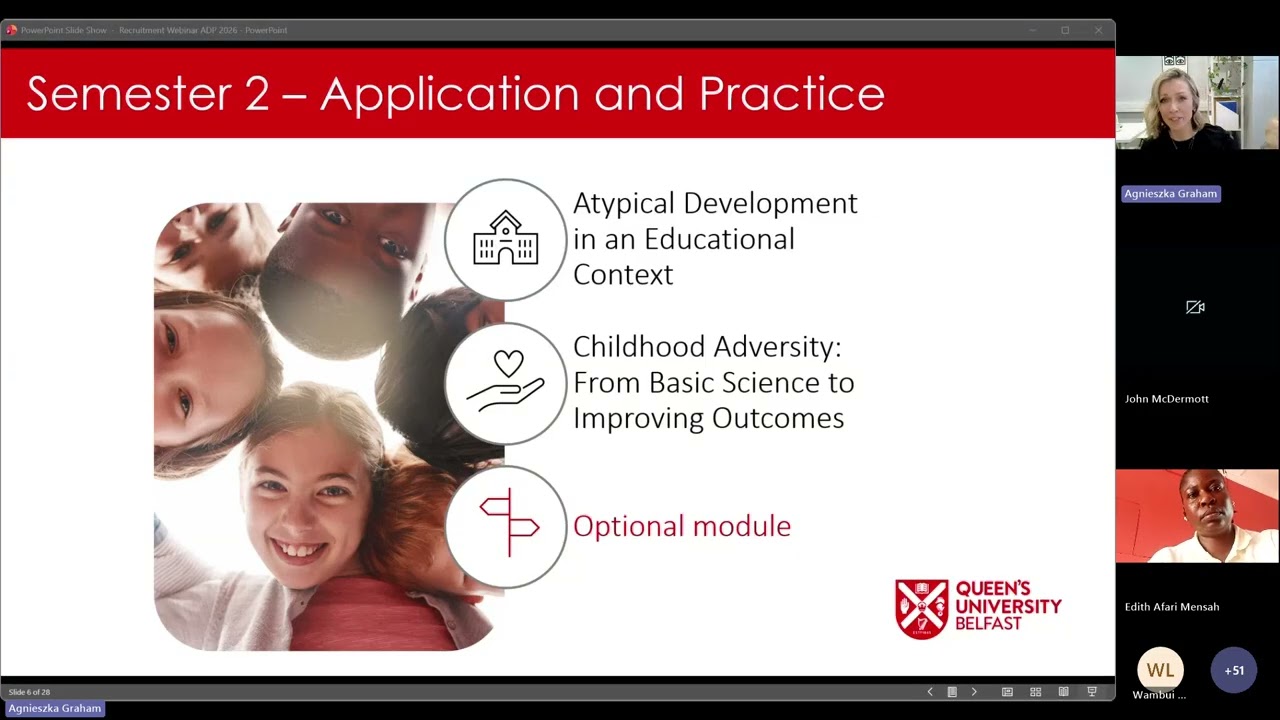 MSc Applied Developmental Psychology  Information Session  Queen's University Belfast