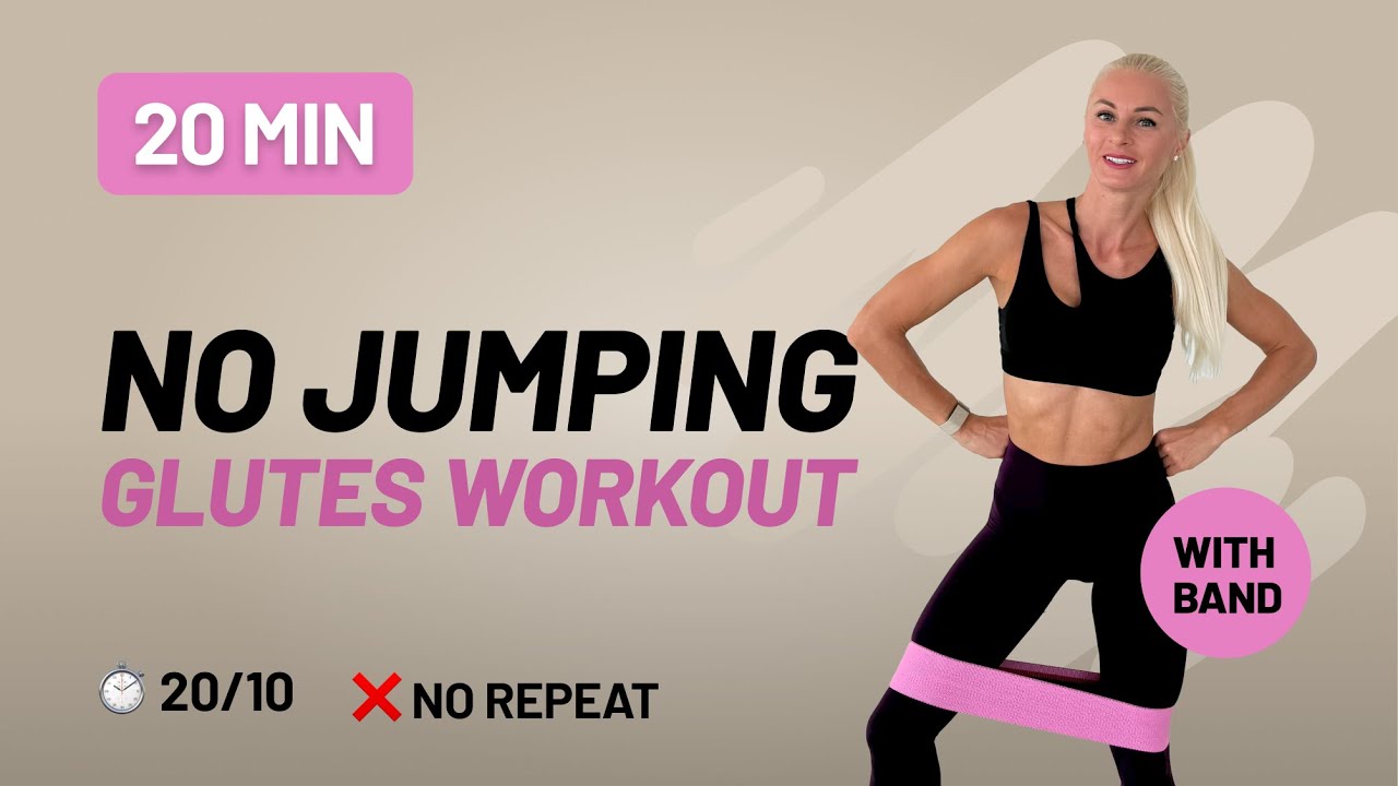 20 Min NO JUMPING Lower Body with Resistance Band - Tabata HIIT Workout at Home