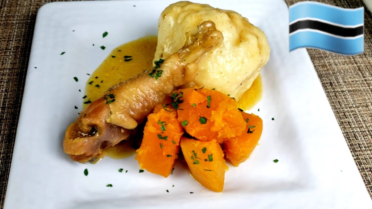 Madombi (Dumplings) with Chicken & Steamed Butternut Squash | Botswana Food Recipes