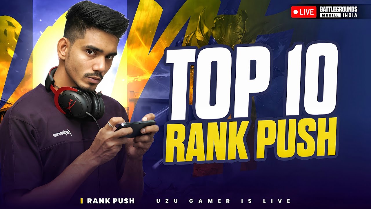 AJJ TOP 10 HOKE RAHEGA  | CONQUEROR RANK PUSH DAY 15 | BGMI LIVE | UZU GAMER
