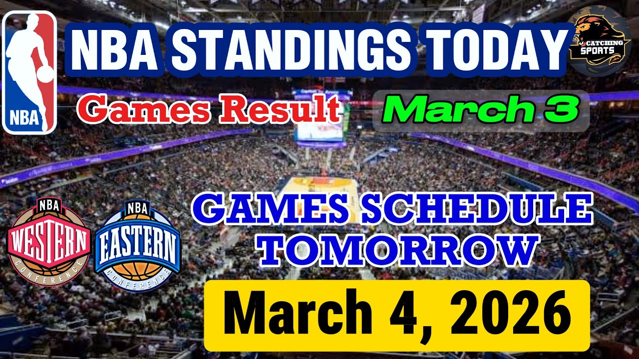 NBA STANDINGS TODAY as of MARCH 3 | GAMES RESULT | GAMES SCHEDULE MARCH 4, 2026