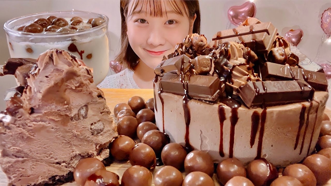 ASMR торт-мороженое Кит Кэт【русские субтитры】【Mukbang/ Eating Sounds】