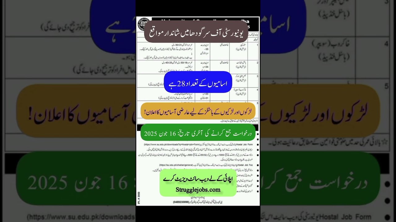 university of sargodha jobs 2025📢 #universityofsergodajobs #short #shorts #youtubeshorts #jobs