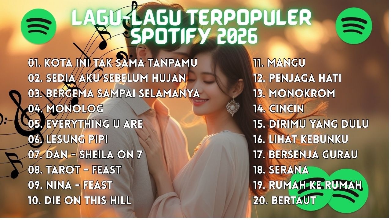 20 Lagu Terpopuler Spotify 2026 🔥 Lagu Hits Indonesia Paling Enak Didengar!