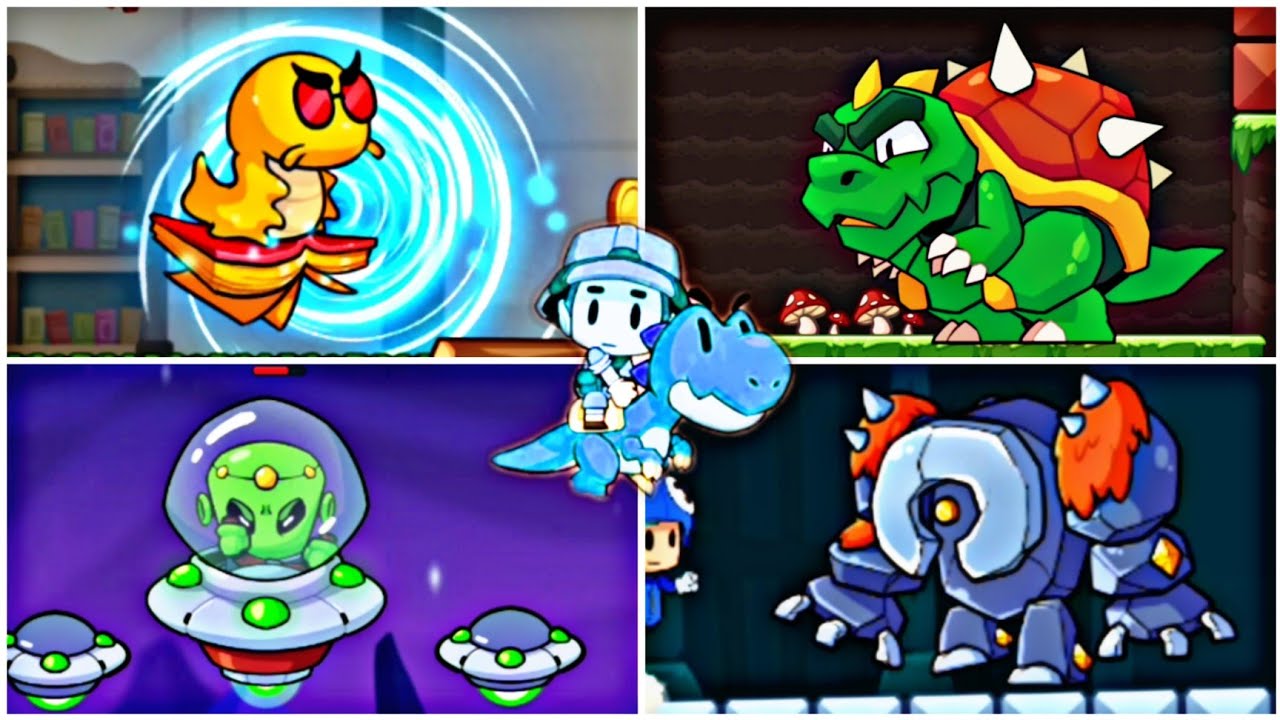 Super Meno - Jungle Platform - All Levels - Fight All Bosses (Reverse Bosses Fight)