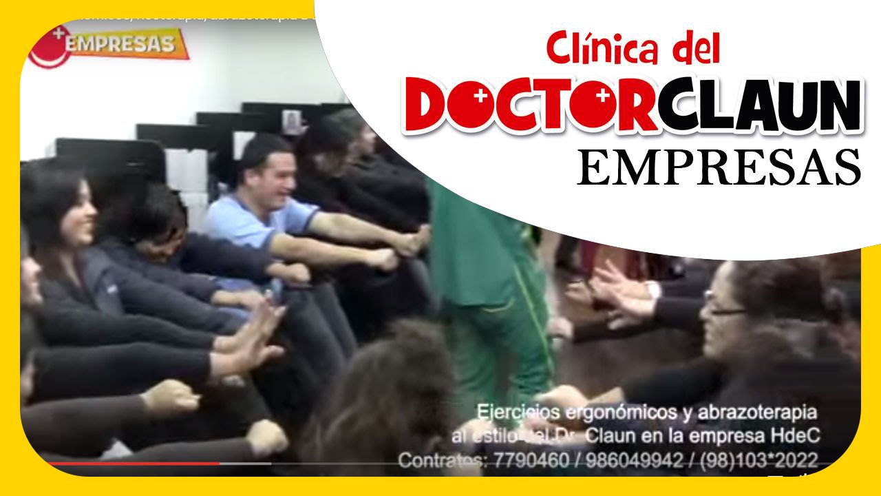 Ejercicios ergonómicos, risoterapia, abrazoterapia oficinas DOCTOR CLAUN CORPORATIVO Lima Perú.