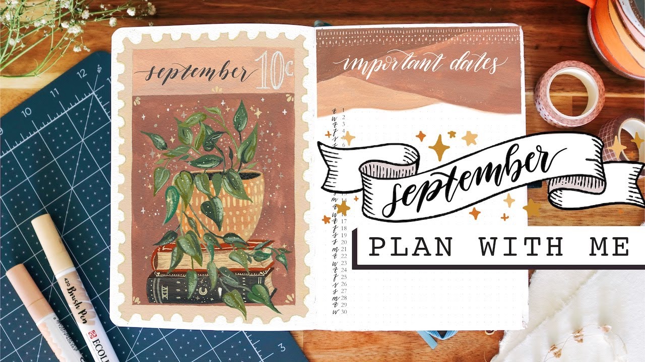 PLAN WITH ME | September 2020 Bullet Journal Setup ✨using Acryla Gouache Paints!