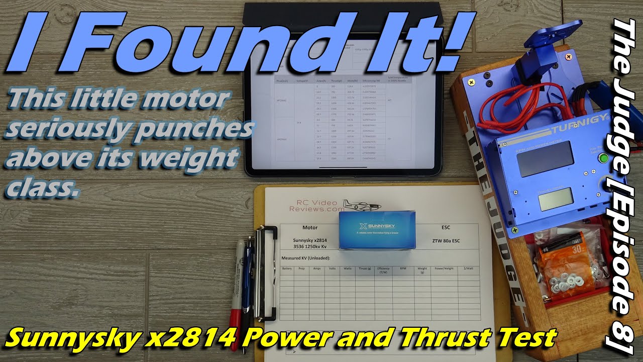 Sunnysky x2814 1250Kv Thrust and Power Test - This motor packs a wallop!