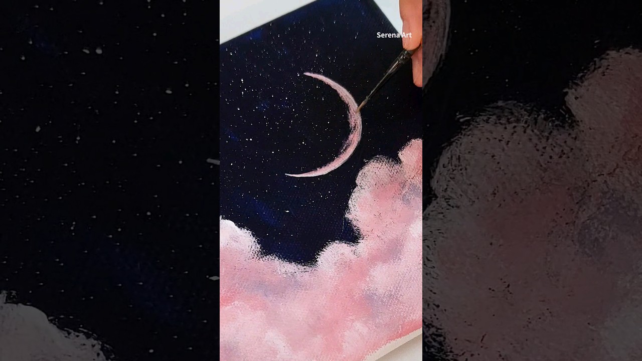 Easy night sky acrylic painting technique #art #painting #paintingtutorial